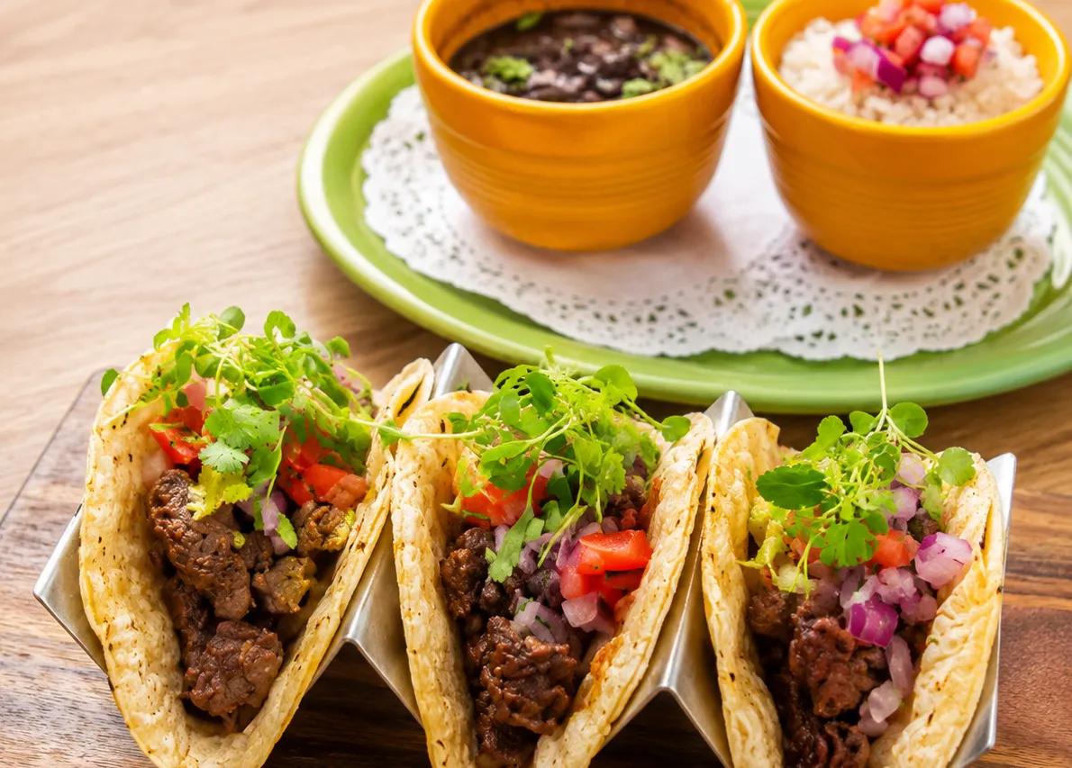 Popular item de Latin on Ocean Drive: ASADA STEAK TACOS
